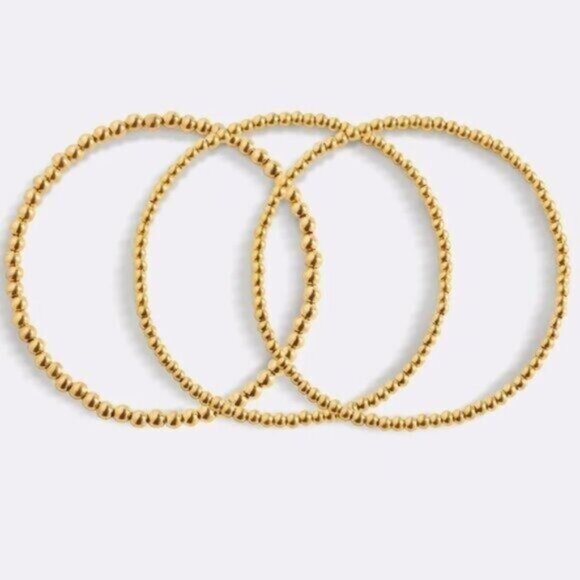 Waterproof Gold Bead Bracelets Set of 2 Stretch Stackable You Pick Sizes Jewelry - Picture 12 of 16